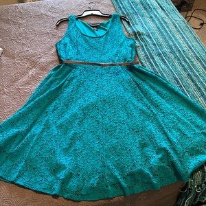 Sleeveless teal Lane Bryant, lace dress, size 18